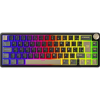 Teclado Mecânico Royal Kludge R65 65% RGB USB-C Switch Chartreuse (Linear) - Phantom (Português)