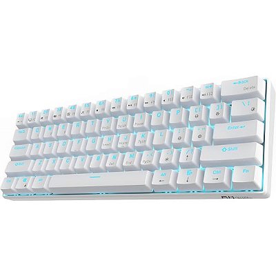 Teclado Mecânico Royal Kludge RK61 60% RGB Tátil Wireless Switch Brown - Branco