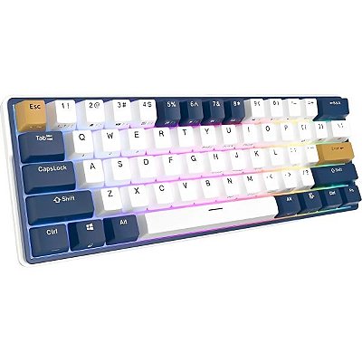 Teclado Mecânico Royal Kludge RK61 Plus 60% RGB Linear Wireless Switch Skycyan - Blue
