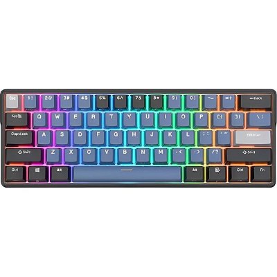Teclado Mecânico Royal Kludge RK61 Plus 60% RGB Linear Wireless Switch Skycyan - Índigo