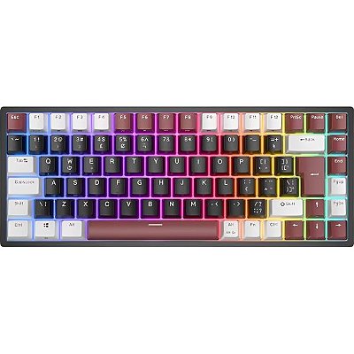 Teclado Mecânico Royal Kludge RK84 75% RGB Sem Fio Switch Red - Warrior (Português)
