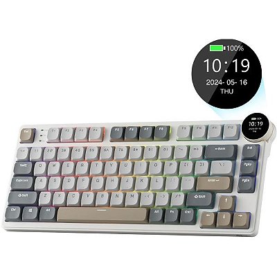 Teclado Mecânico Royal Kludge RKN80 75% RGB Sem Fio Switch Red - Pearly Dawn (Inglês)