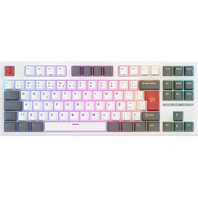 Teclado Mecânico Royal Kludge RKR75 75% RGB USB-C Switch Red - White/Gray/Red (Portugués)