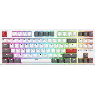 Teclado Mecânico Royal Kludge RKR87 75% RGB Tátil Switch Brown - White