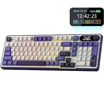 Teclado Mecânico Royal Kludge RKS98 96% RGB Sem Fio Switch Blue - Blackberry Mousse (Inglês)