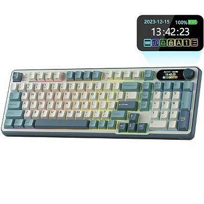 Teclado Mecânico Royal Kludge RKS98 96% RGB Sem Fio Switch Brown - Light Cloud (Inglês)