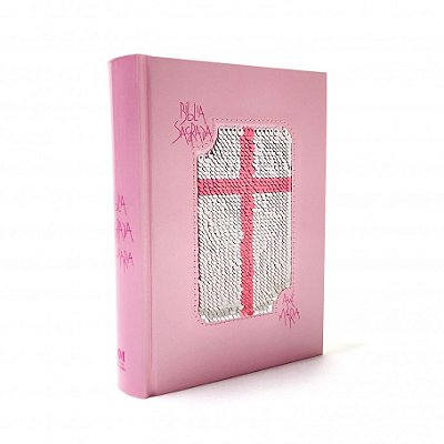 Bíblia Sagrada  com lantejoula - rosa - 429057