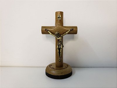 Crucifixo de mesa cilíndrico em madeira 7cm - 166754