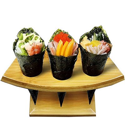 Porta Temaki De Bambu Para Segurar Cones de Temaki Suporte Para Temaki Sushiman Restaurante Japonês