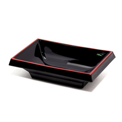 Porta Shoyu Nozoki com Borda Vermelha Retangular 10cm ABS Para Restaurante Japonês Sushiman