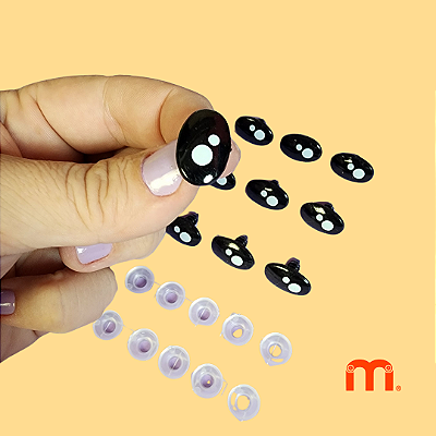 KIT OLHOS COM DETALHE cor preto Tam. 13x20mm com 6 pares