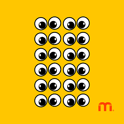 Adesivo Têxtil DTF Olhinhos "CARTOON" cartela com 12 pares