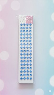 Aplique "Flor Azul" autocolante cartela com 68 pcs
