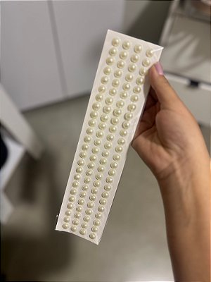 Aplique "Meia Pérola" 10mm autocolante cartela com 96 pcs