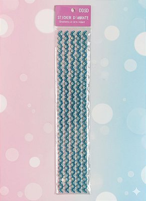 Aplique Strass Adesivo Azul - Fio Contínuo Decorativo