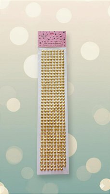 Aplique "Meia Pérola Dourada" 6mm autocolante cartela com 320pcs
