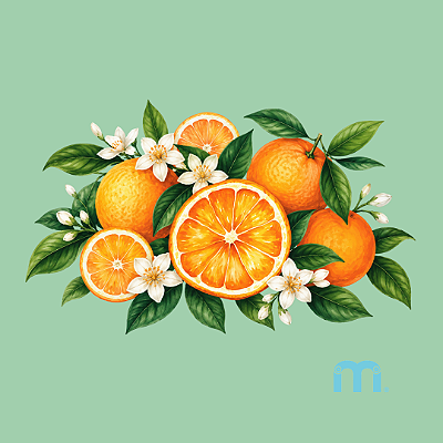 Adesivo Têxtil DTF "TANGERINA – Coleção Frutas" com 2 cartelas
