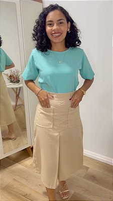 Saia Flores do Campo cor Bege