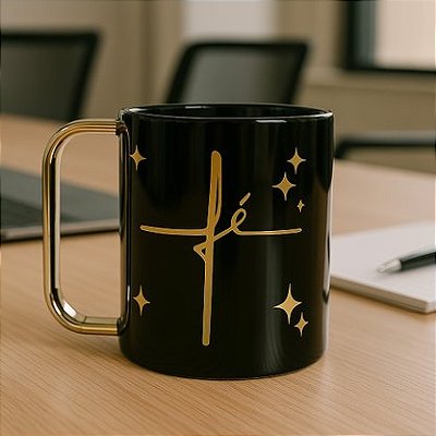 Caneca Polímero Fé Preta 400ml