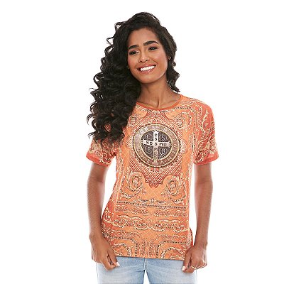 Blusa Medalha de São Bento em Pedraria.