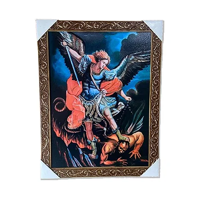 Quadro com Moldura Resinado São Miguel Arcanjo 44cmX34cm