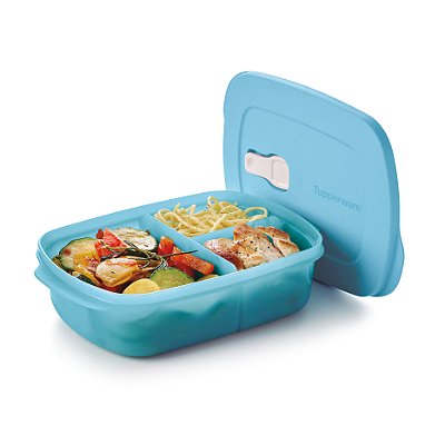 Tupperware® Cristalwave® Retangular c/ Divisórias Azul Céu - 1l