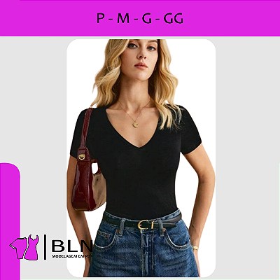 Blusa Ajustada Decote V