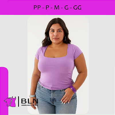 Blusa Malha Decote Quadrado