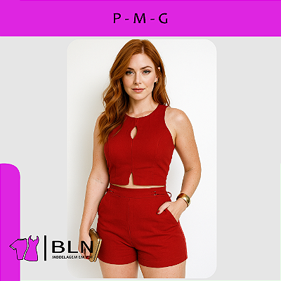 Conjunto Cropped Regata + Shorts