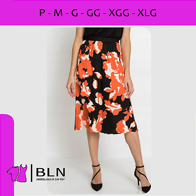 Saia Midi Elástico Cintura