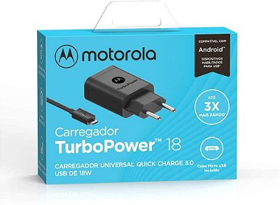Carregador Motorola Turbo Power 18W Micro USB