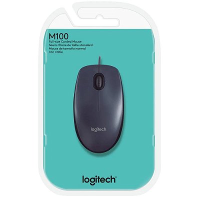 Mouse com fio Logitech, Conexão USB e design ambidestro