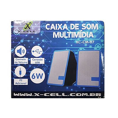 Caixa de Som XCCM07 6W, Conexão USB/P2