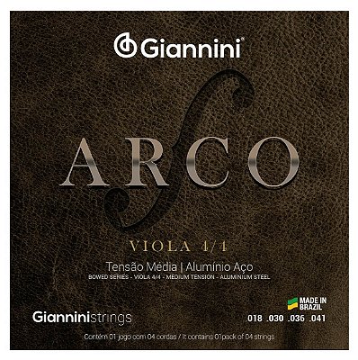 Encordoamento P/ Viola de Arco 4/4 Giannini Arco Alumínio Aço Média