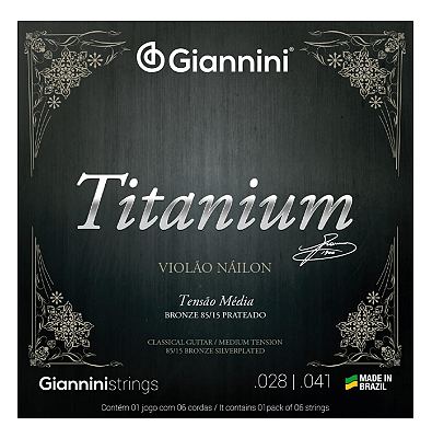 Encordoamento .028-041 P/ Violão Nylon Tensão Média Titanium Giannini