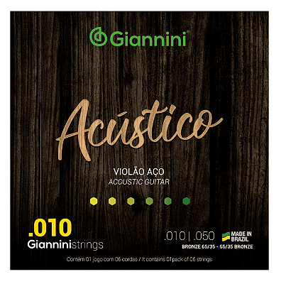 Encordoamento .010-050 P/ Violão Aço Acústico Giannini