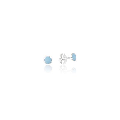 Brinco Redondo Resina Azul Pastel - Joia em Prata 925