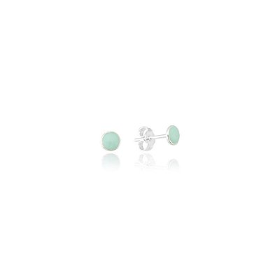 Brinco Redondo Resina Verde Pastel - Joia em Prata 925