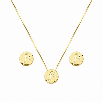Conjunto Fé - Semijoia Banhada a Ouro 18K