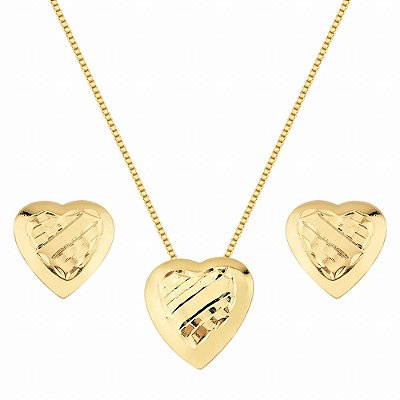 Conjunto Corações - Semijoia Banhada a Ouro 18K