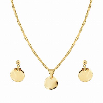 Conjunto Plaquinhas - Semijoia Banhada a Ouro 18K