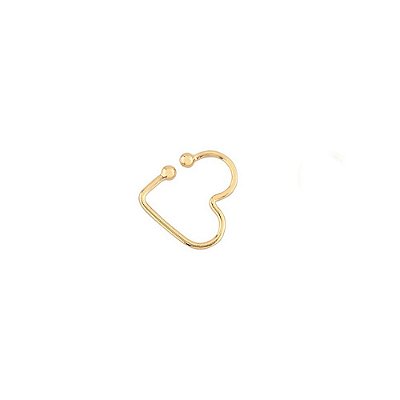 Brinco Piercing Fake Coração Fio - Semijoia Banhada a Ouro 18K