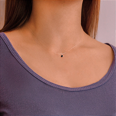 Colar Nylon Ponto de Luz Onix - Joia em Prata 925