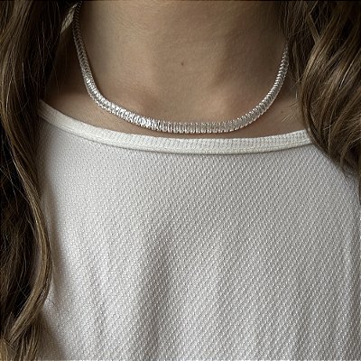 Colar Riviera Zircônias Transparentes - Semijoia Banhada a Prata