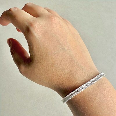 Pulseira Riviera Zircônias Transparentes 4mm - Semijoia Banhada a Prata