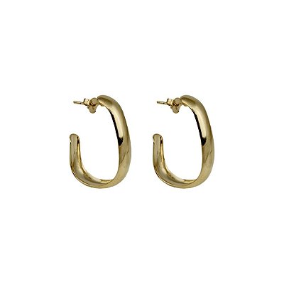 Brinco Meia Argola Fio Quadrado - Semijoia Banhada a Ouro 18K