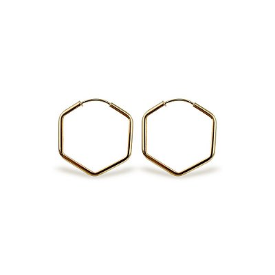Brinco Argola Hexagonal - Semijoia Banhada a Ouro 18K