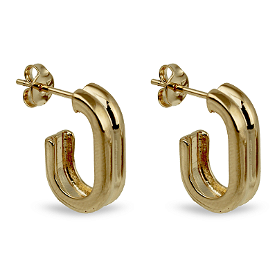 Brinco Meia Argola Oval Duas Voltas - Semijoia Banhada a Ouro 18K