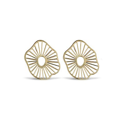 Brinco Flor Orgânica - Semijoia Banhada a Ouro 18K