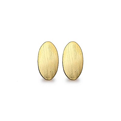 Brinco Oval Escovado - Semijoia Banhada a Ouro 18K